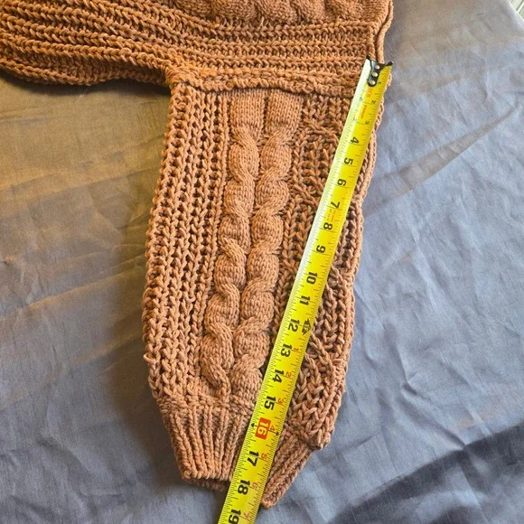 POL Women Brown Cable Knit Sweater Size‎ L Mock Neck Long Sleeve - Picture 9 of 9